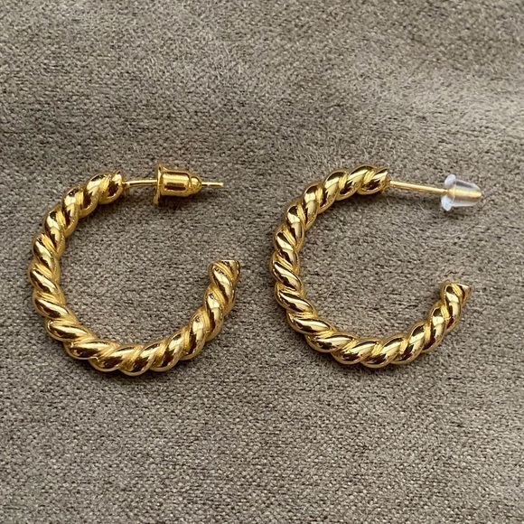 925 Silver 18k Gold Filled Twisted Rope Hoops - Picture 1 of 6